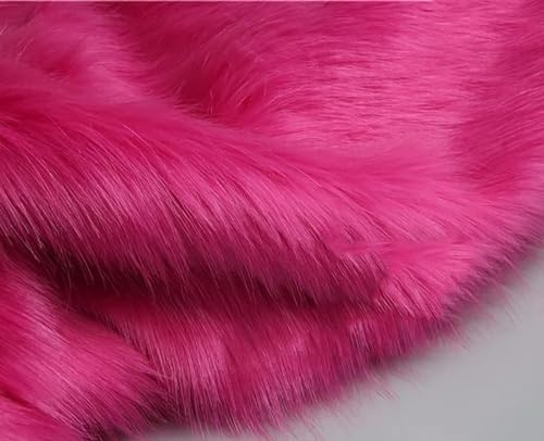 Tissu en fausse fourrure à poils longs, Tissu en fausse fourrure 50x50cm de renard(8 Rose Red)