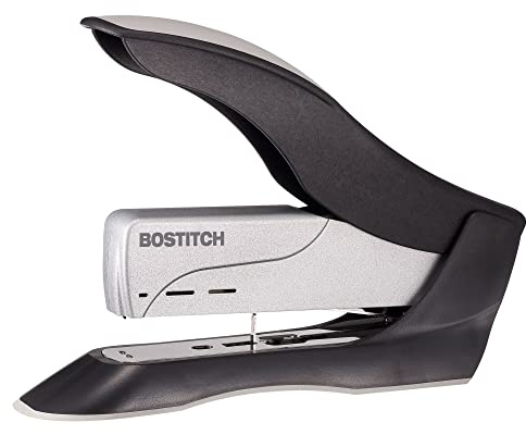 Bostitch Office inHANCE+100 Schwerlasthefter – Zwei Finger, kein Aufwand, federbetriebener Hefter – 100 Blatt, Grau (1300)