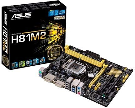 Asus H81M2 Mainboard Sockel 1150 (Micro-ATX, DDR3 Speicher, VGA, SATA II, 2X USB 3.0)
