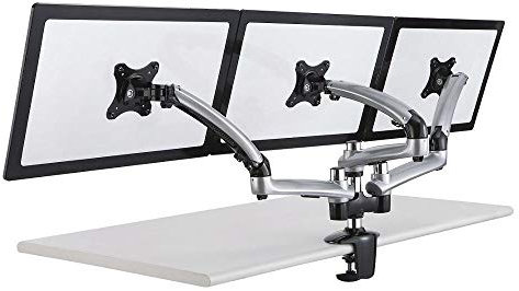 Cotytech DM-GST13-C Triple Monitor Desk Mount Spring Arm Clamp Base - Silver