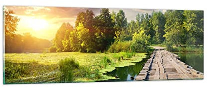 Bilder auf Glas 90x30cm Wandbild Glasdruck Landschaften Brücken - 3179