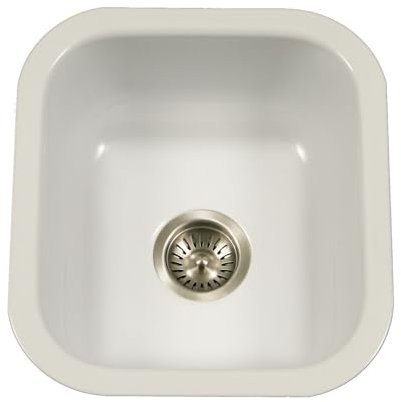 Houzer PCB-1750 WH Fregadero de barra de acero esmaltado de porcelana de 15-5/8 x 17-5/16 pulgadas, color blanco