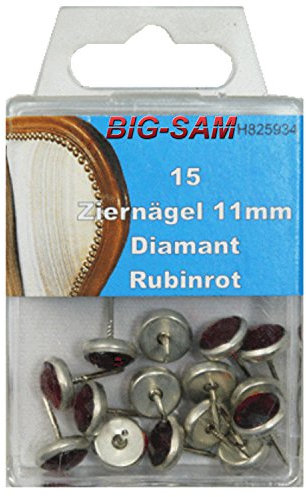 BIG-SAM - Ziernägel - Vintage Polsternägel - 15, 25 oder 100 Stück - (15 Stück, Diamat Rubinrot)