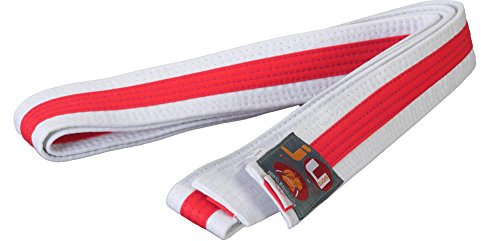 Ju-Sports Budogürtel - weiß/rot/weiß, Baumwolle I Kampfsport Gürtel Für Budo-Sportarten, Judo, Karate uvm. I Ca. 4 cm breiter Martial Arts Gürtel I 220 cm