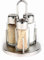 APS 40320 Menage CLASSIC, Ø 10,5 cm, Höhe 16 cm, Set besteht aus: Salz- und Pfefferstreuer, Zahnstocherspender, Ständer aus Edelstahl