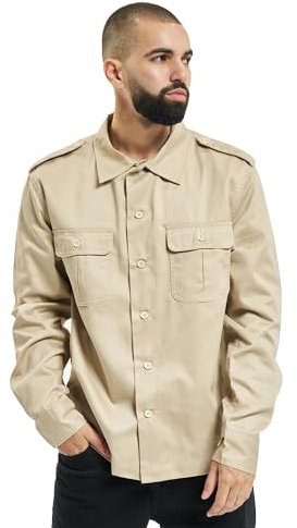 Brandit US Shirt Long Sleeve, Farbe: beige, Größe: M