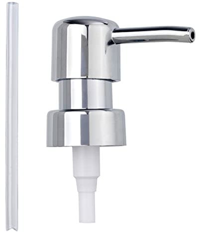 WENKO Ersatzpumpkopf für Seifenspender Chrom Rund, Ersatz Seifenpumpe für Seifenspender zum Austauschen, aus Kunststoff, für Gewinde von ø 28 mm, Silber, 18 x 3.4 x 6.7 cm