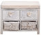 Rebecca Mobili Aufbewahrungsbox aus Holz, mit gepolsterter Sitzfläche 2 Schubladen und 2 Rattankörben, Weiß, Vintage-Stil, Schlafzimmer Badezimmer -Maße: 46 x 60 x 30 cm (HxLxB) – Art. RE4553