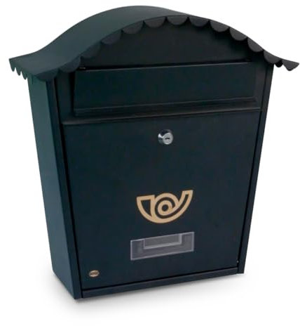 Amig 7464 - Außenbriefkasten Modell 1, aus Stahl, Farbe Schwarz, Maße 37 x 32 x 10,5 cm (DIN-A4-Papierformat)