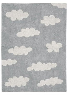 Lorena Canals Wolken waschbarer Teppich, Baumwolle, Grau, 120 x 160 x 30 cm