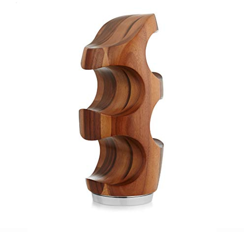 Nambé Curvo 13 Inch Vie Acacia Wood Wine Rack for upto Four Wine Bottles, Free Standing Racks