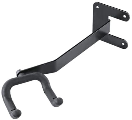 K&M 16235 A+E-Gitarren-Wandhalterung Schwarz - Querstrebe mit 30 Grad Winkel - aus Stahl - Gummierte Gabel