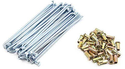sourcing map 36Pcs Radios de Rueda W Boquillas de Acero Cromado Rosca 4mm Diám. 160mm Longitud Motocicleta