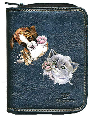 Syl'la Design Animal Porte Monnaie Porte Carte Noir pour Femme (Chien Chat avec prénom)