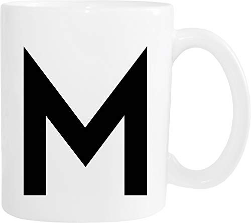 Mister Merchandise Becher Tasse Buchstabe M Kaffee Kaffeetasse liebevoll Bedruckt Anfangsbuchstabe Initial Initialien Weiß