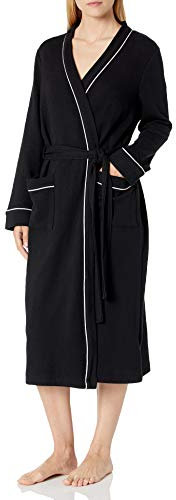 Amazon Essentials Damen Leichter Waffel-Bademantel, Lang (Erhältlich In Übergröße), Schwarz, XXL
