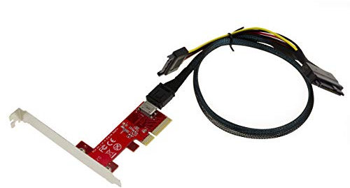 KALEA-INFORMATIQUE PCIe x4 zu Oculink SFF-8612 Controller-Karte für SSDs mit 1m Kabel 68Pin SFF-8639 - Low UND HIGH Profile Squares.