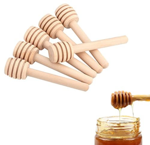 50Pcs Set Household Wooden Mini Jam Honey Dipper Jar Dispensing Collecting Stirring Rod Stick Wedding Party Small Sticks Stirrer Wand(mini8CM)