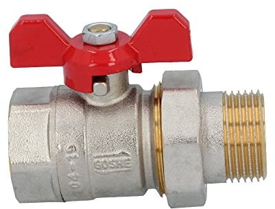 GOSHE Premium-Kugelhahn mit Schraubanschluss, Messing, 1-Gewinde, Wasser- und Heizungsinstallation, dicht schließend, Stahlgriff mit PVC-Beschichtung, Innen-/Außengewinde, einfache Installation