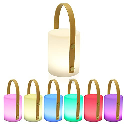 LED Akku Außen Tischleuchte RBG LED mit 8 Farben Farbwechsel Wohnzimmer Tischlampe Küche Deko Laterne LED Outdoor Gartenlampe Terrasse IP45 Spritzwasserschutz, per USB aufladbar A