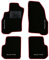 QUEMAR Kit Tappetini Auto compatibili con Punto e Punto EVO 2009-2018/ Set Tappeti in Moquette e Gomma su Misura (2 Anteriori + 2 Posteriori)/Ricami e Colori Personalizzati (4 Ricami, Bordo Rosso)