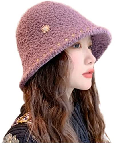 YFZN Herbst Und Winter Warme Lammwolle Fischermütze, Modisch Und Vielseitig, Outdoor Slouchy Warme Mütze, 56-58cm, Verstellbares Design, Um EIN Herunterfallen Der Mütze Zu Verhindern