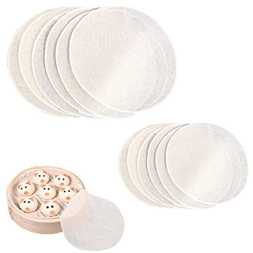 Belvanr 20 Pièces Tapis à Vapeur en Coton, Tapis de Cuisson à la Vapeur, Vapeur Ronde Mat, Rond Tapis Cuisson Vapeur,Tapis de Vapeur pour Vapeur Pâtisserie, Tapis en Bambou pour Cuisson à la Vapeur