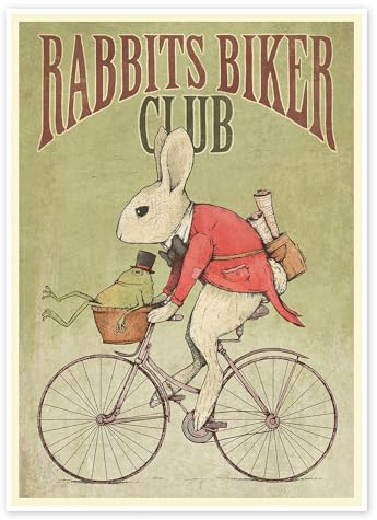 Posterlounge Rabbits Biker Club Poster | 30 x 40 cm von Mike Koubou Wandbilder Wanddeko