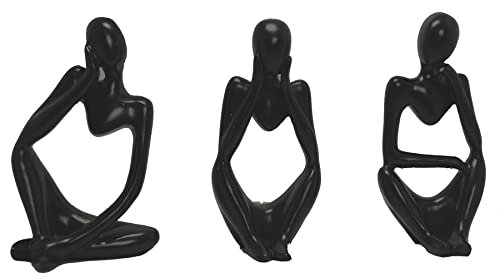 ruichrng Die Statue des Denkers Set mit 3 Skulpturen, Statue, Ornamente Kunst, Handskulptur-Set, abstraktes Kunstharz, Statue für die Dekoration des Desktops zu Hause, Büro (schwarz)