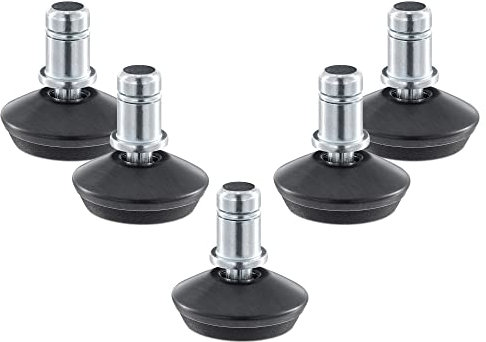 kwmobile Patas fijas para silla de oficina - Set 5x tacos sin ruedas para sillas de escritorio gaming con base anti arañazos - Perno Ø 10 mm - Negro