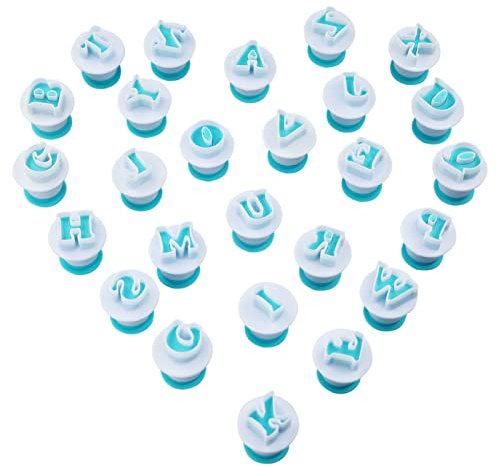 Lot de 26 emporte-pièces en forme de lettre de l'alphabet pour décoration de cupcakes, fondants, biscuits, gaufrage, décoration de gâteau pour mariage, anniversaire, Noël, fête