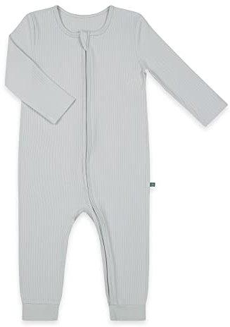 emma & noah Baby Schlafanzug, Weicher & Atmungsaktiver Strampler für Neugeborene, Oeko-TEX Zertifiziert, Langarm Pyjama mit Reißverschluss für Jungen & Mädchen, Ohne Füße (Essential Grau, 86 cm)