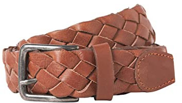 JACK & JONES Men's JACCARY Leather Belt Gürtel, Cognac, 90
