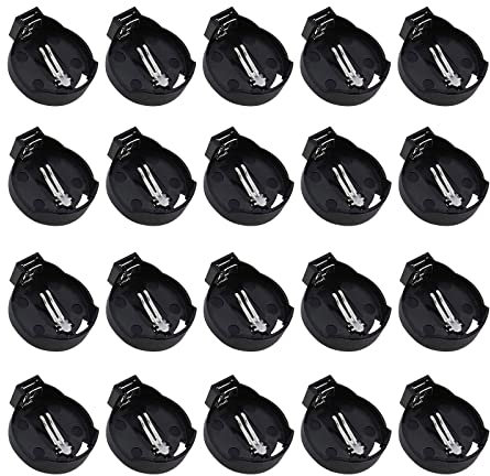 Portabatterie a Bottone,Porta Batteria Bottone,Portable Porta Batteria in Plastica,CR2032 Button Battery Holder,Generale Coin Batteria a Bottone Presa Adattatore Clip,3V Porta Batterie,20 Pezzi