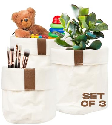 MOMO WAY Aufbewahrungskorb 3er Organizer Korb Set Deko Aufbewahrungsboxen Stoffkörbe Für Kleinigkeiten Handtücher Und Kosmetik Ideal Für Küche Badezimmer 3 Stuck Beige