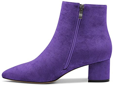 Castamere Donna Chunky Blocco Basso Gattini Tacco Heel Chiusa a Punta Stivaletti Slip-on Cerniera Ufficio Classico Dress Stivali Viola 44 EU