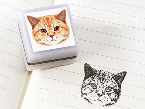 Individuelle Haustier-Foto-Stempel, klarer Druck, personalisierte Stempelplatte, tragbares Gedenksiegel, individueller Haustierkopf-Porträtstempel (weiß)