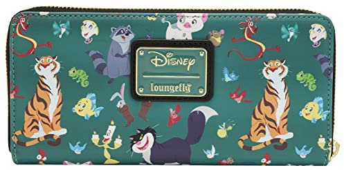 Loungefly Disney Wallet Princess Sidekicks Print Reißverschluss Kunstleder Clutch, Blaugrün/Ein Hauch von Paradies (Trace of Paradise)