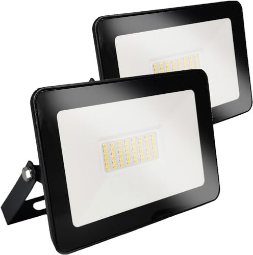 Europalamp - Projecteur LED 100W Blanc - Haute Luminosité : Éclairez de Grandes Surfaces avec Fiabilité et Économie (6000K - Blanc froid, 2)