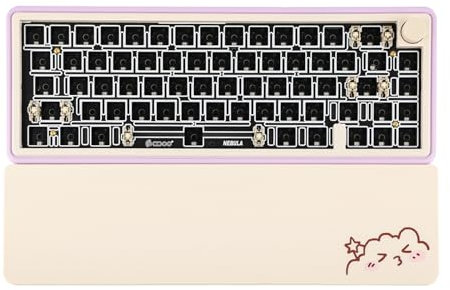 EPOMAKER CIDOO Nebula 65% Mechanical Keyboard Kit with Wrist Rest, VIA Programmable Wireless Barebones Kit, Pre-assembled,Bluetooth/2.4Ghz /Type-C,NKRO, with FR4 Plate, for Win/Mac (Purple)