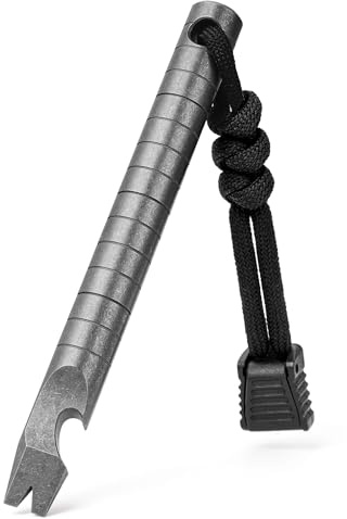 TISUR EDC Titan-Taschenhebelstange, Karabiner, Multitool, Hebeleisen, Outdoor-Werkzeug, strapazierfähig, Schlüsselanhänger, Gadgets für Herren (1 x TI-Hebelstange, Silber)