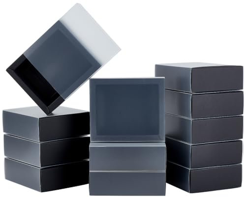 BENECREAT 12 Packungen Geschenkboxen Aus Kraftpapier, Schmuckschubladenboxen Schwarze Geschenkboxen Mit 12.5x10.5x4.5cm PVC-Fensterabdeckung Für Party, Schmuck, Geschenkverpackung