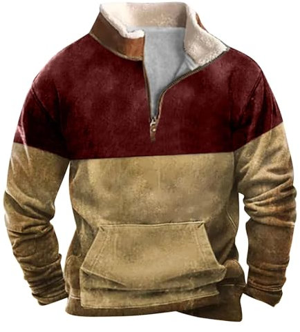 KONG JIMFAN Hemd 122 Kapuzenpullover Zipper Fließjacke Männer Freunde Fussball Kleidung Oversize Sweatshirtjacke Spitze Pullover Weiß Sweatshirts Für Herren Warme Mit Kragen(Light Brown,M)