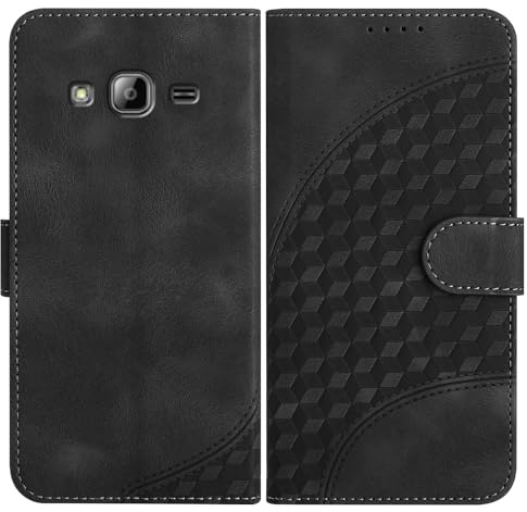 JayModCase Handyhülle für Samsung Galaxy J3 2016/ J310, mit [Kartenfach] [Standfunktion] [Magnetic] PU Leder Etui Folio Klapphülle Kompatibel mit Galaxy J3 2016 - Schwarz