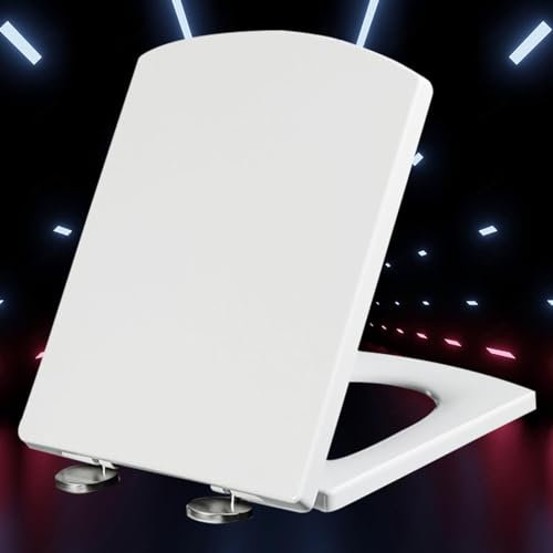 Wc Sitz Toilettendeckel Antibakteriell Absenkautomatik Familien Toilettensitz mit Absenkautomatik Duroplast Wc-Sitz Quick Release, Top-Installation,white-34.5 * 43cm