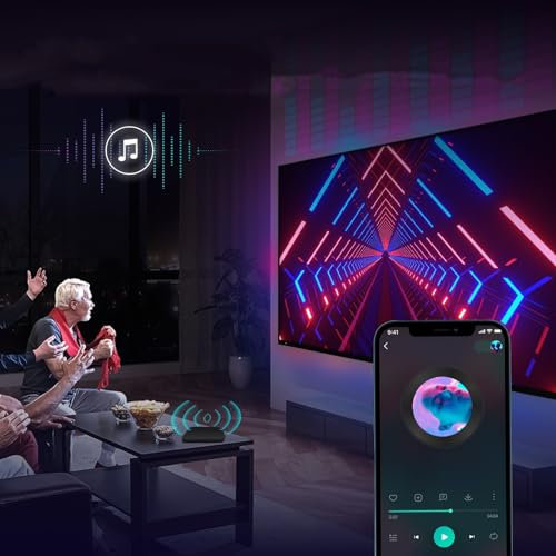 LED TV Backlights,RGB Music Sync Color Changing LED Light with Smart App/Voice Control,LED Strip Lights for Bedroom Lighting Flexible Home Decoration,HDMI Sync Box,Lighting Effect,Viewing,Game ( Size