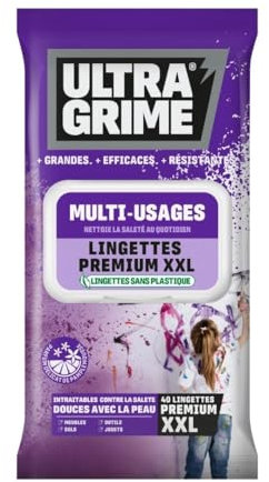 UltraGrime Multiusages Pamplemouse Lingettes XXL Sans Plastique - 40 Grandes Pour Toute La Famille - Nettoyage Multi-Usages Pour Le Sol