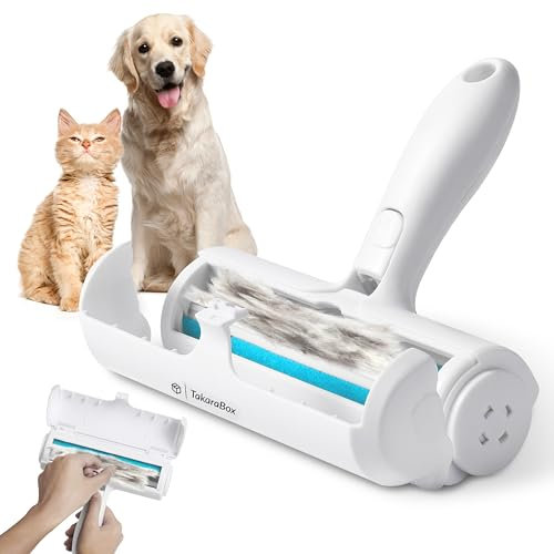 TakaraBox Tierhaarentferner - Fusselrolle für Tierhaare - Hunde und Katzen Haarentferner für Couch, Möbel, Teppich, Autositz, wiederverwendbare Rolle mit selbstreinigender Basis - mit verbessertem