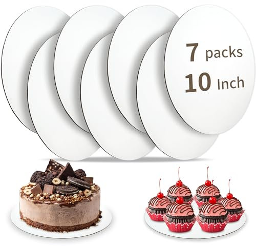 Cake Board 25.4 cm, 7 Stück Tortenunterlage Cakeboard Rund, Wasserfeste und ölresistente Tortenplatten, Robuste gewellte Tortengrundlage, Ideal zum Backen & Tortendiy & Desserts & Basteln