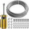 Drahtseil Kit 20M 3mm, 304 Edelstahl Seilspanner Spannschloss, Edelstahlseil PVC- ummantelt, Stahlseil mit ösen,M3 Drahtseilklemme, Drahtseil Kauschen, Spanndraht für Zaun, Gardinen seil, Hänge